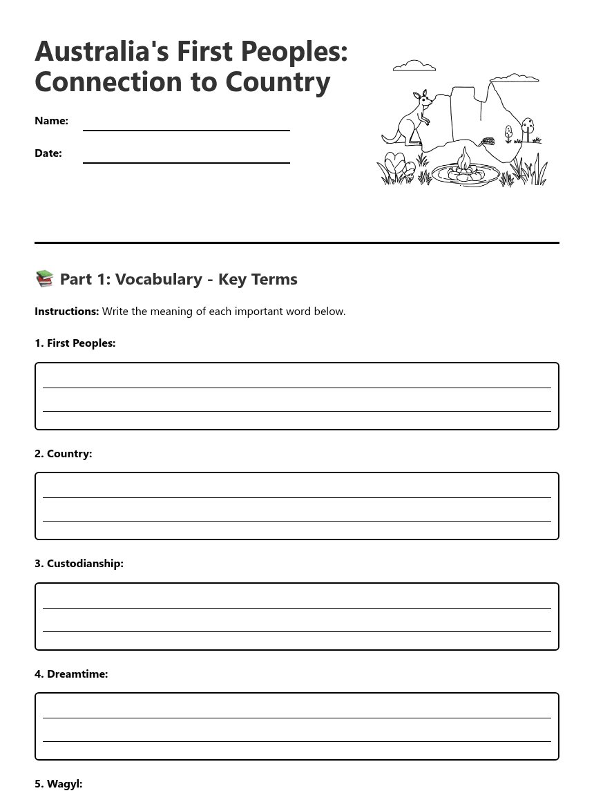 Australia's First Peoples worksheet preview