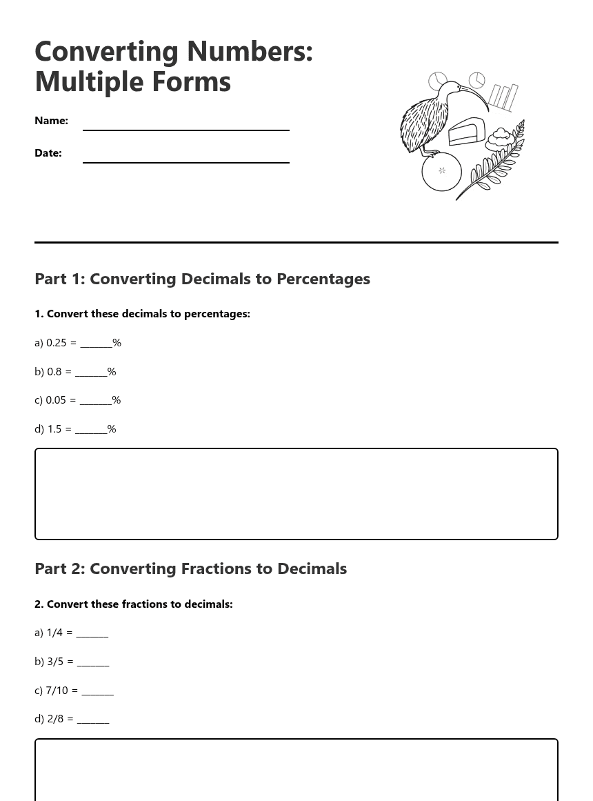 Converting Numbers: Multiple Forms worksheet preview