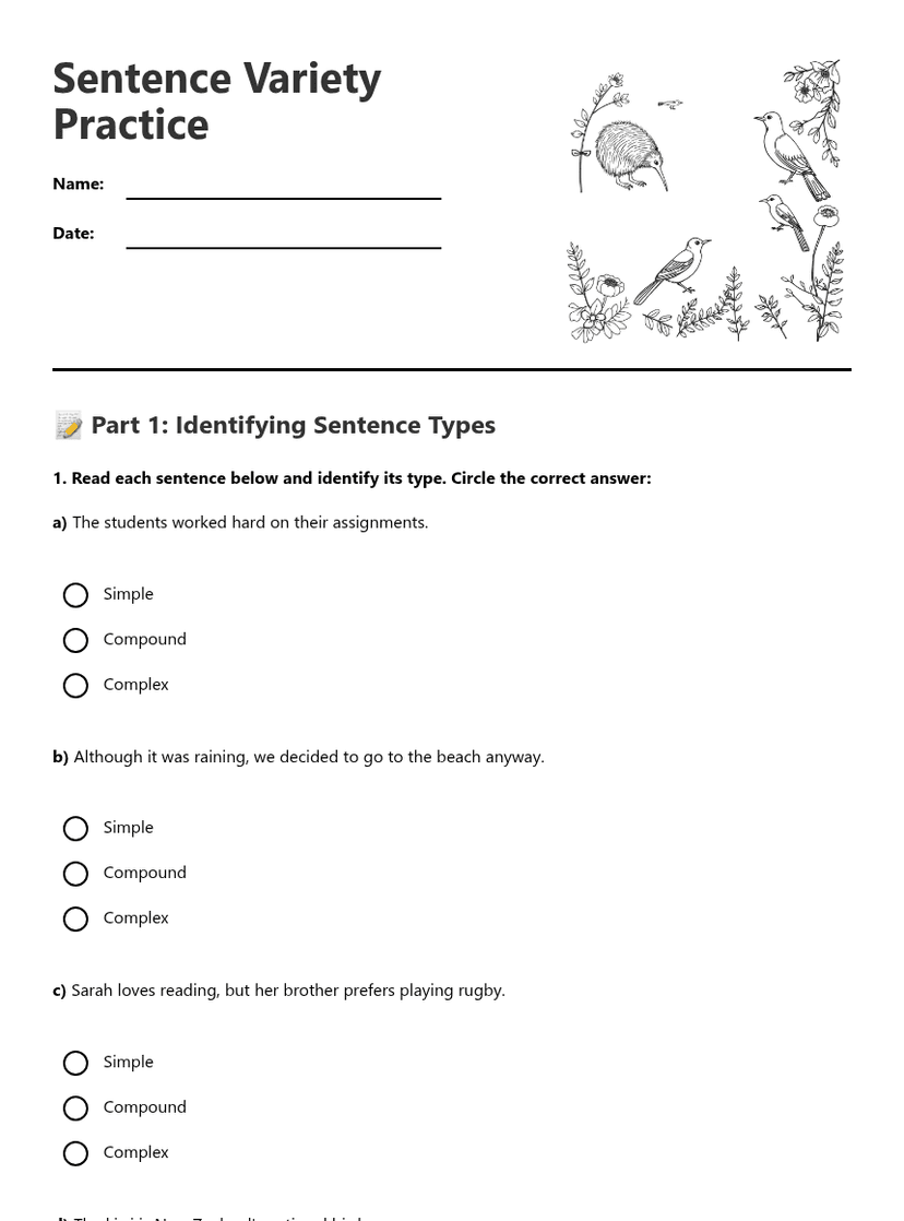 Sentence Variety Practice