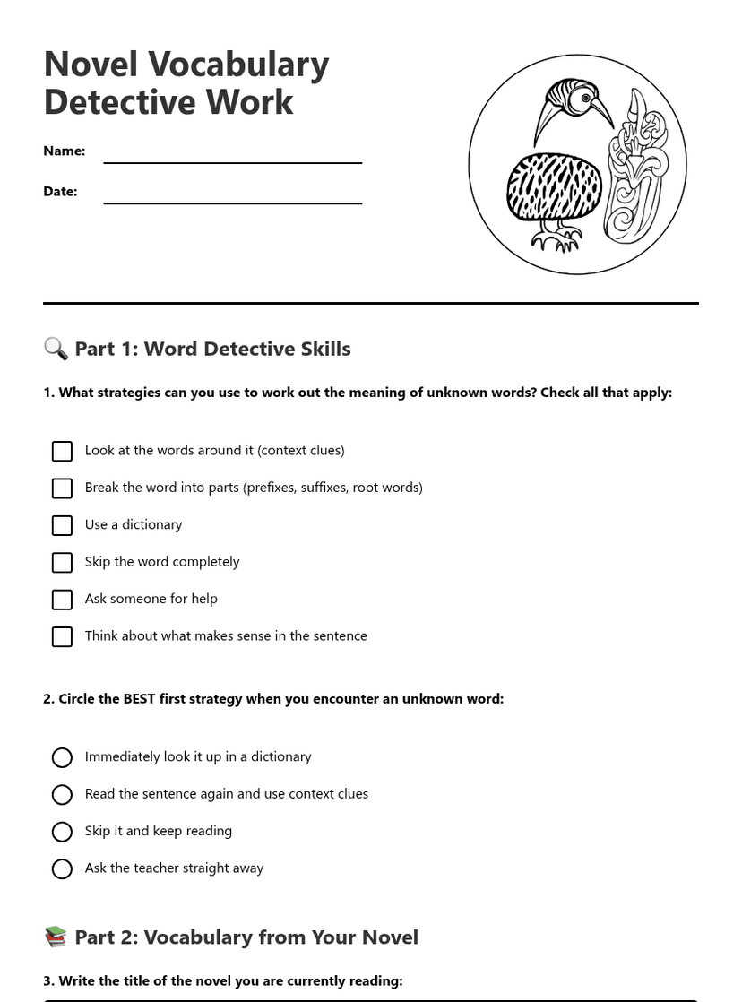 Novel Vocabulary Detective Work