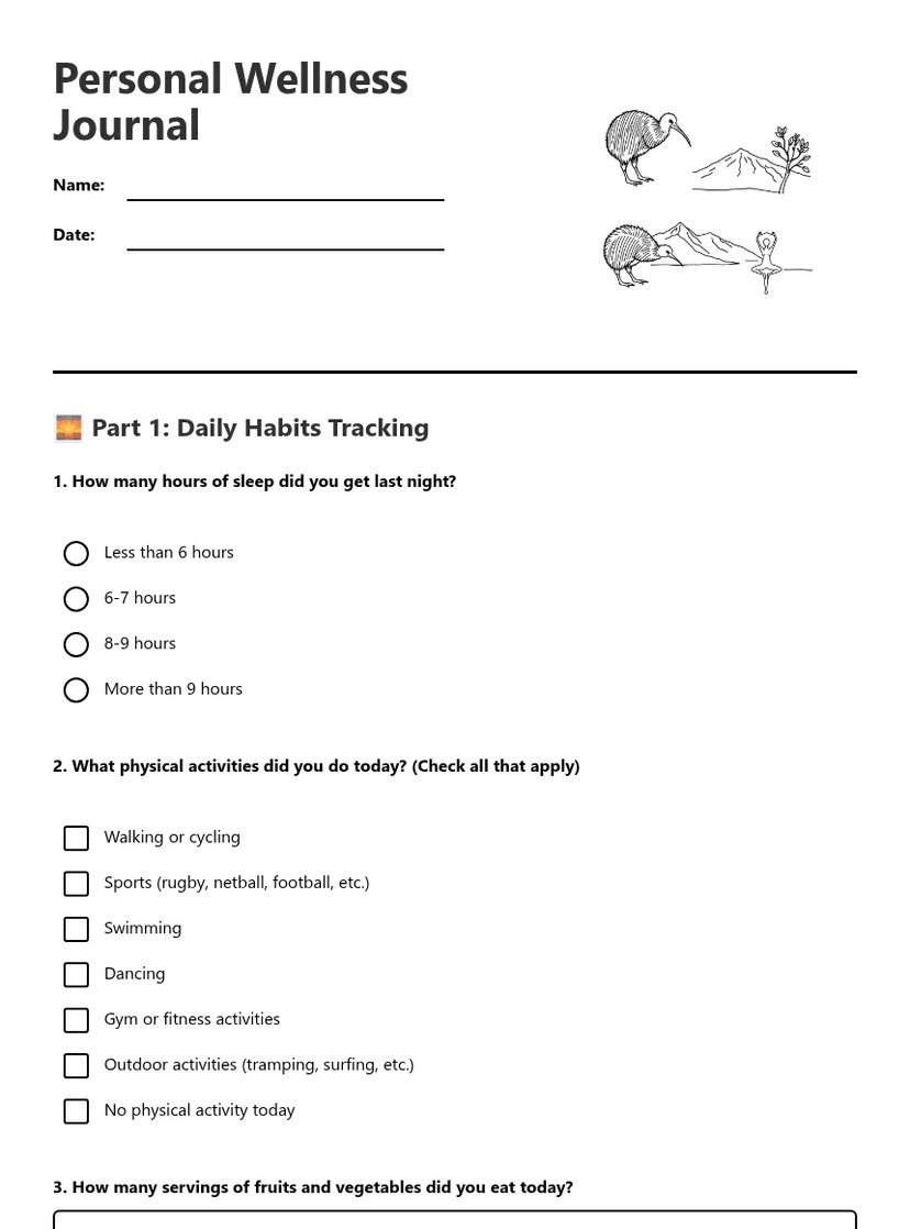 Personal Wellness Journal