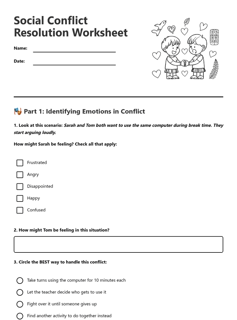 Social Conflict Resolution Worksheet
