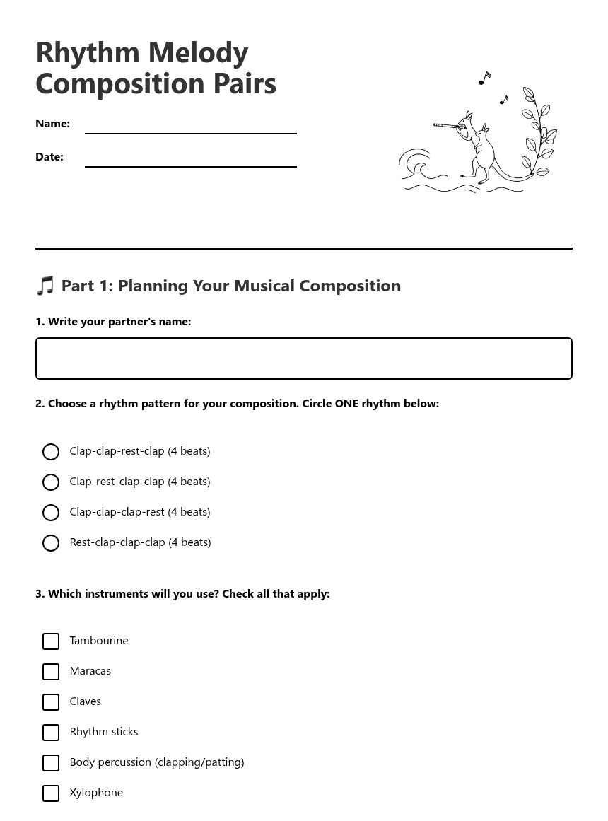 Rhythm Melody Composition Pairs worksheet preview