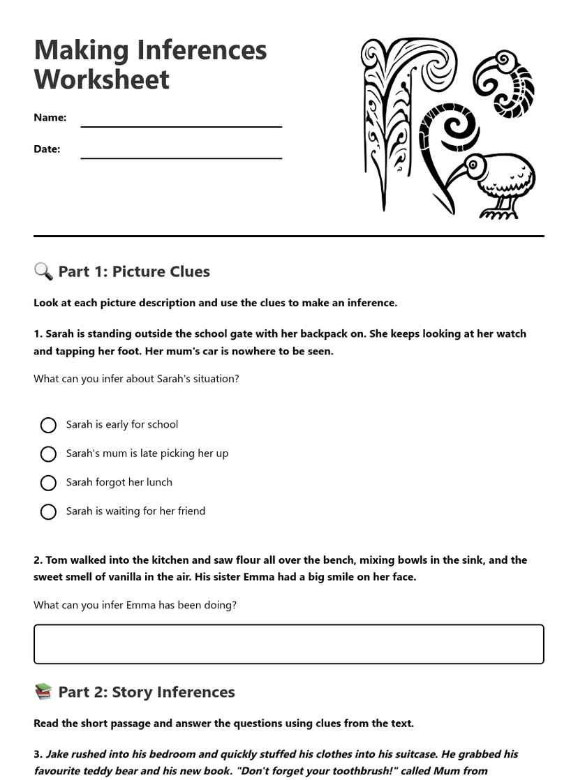 Making Inferences Worksheet
