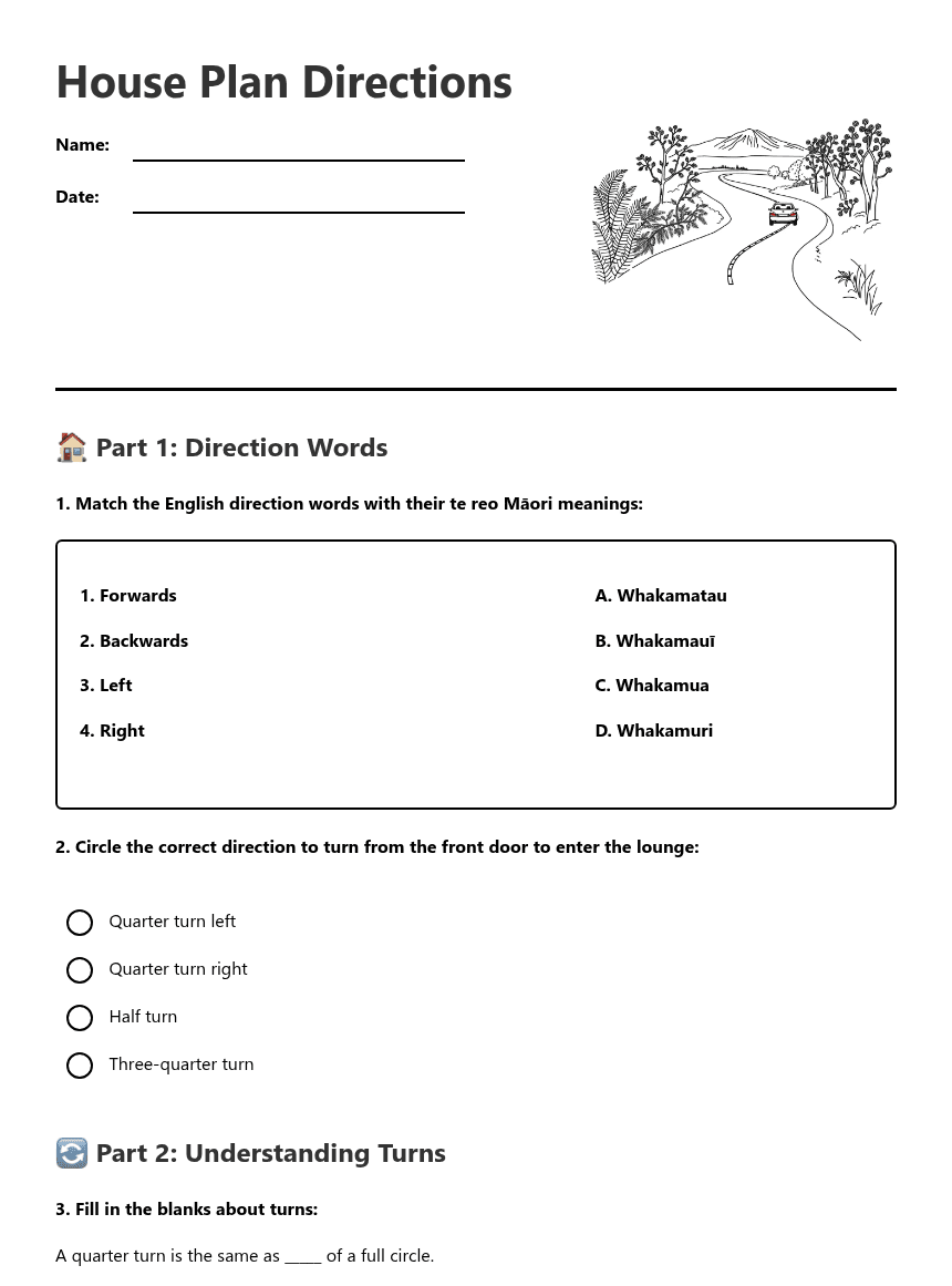 House Plan Directions worksheet preview