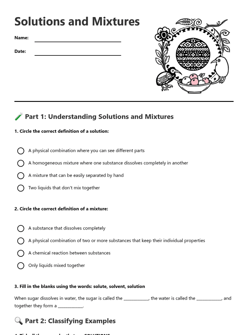 Solutions and Mixtures