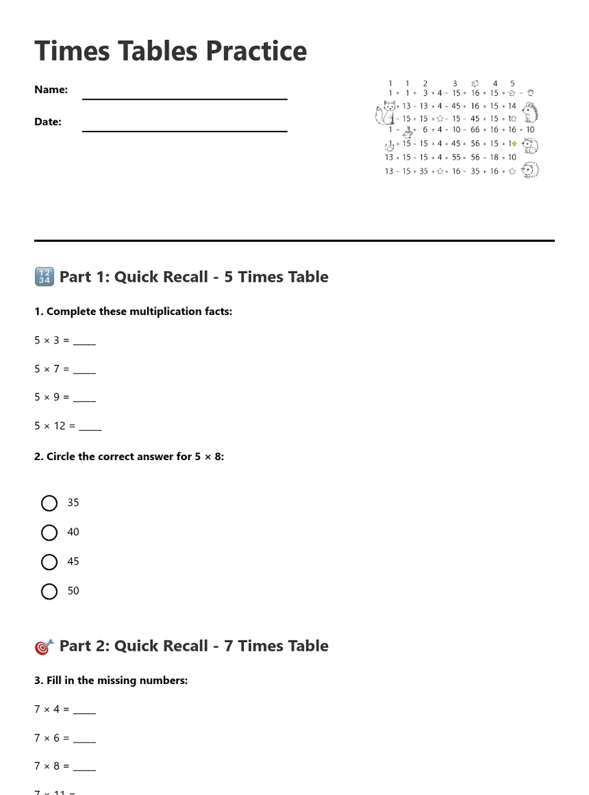 Times Tables Practice