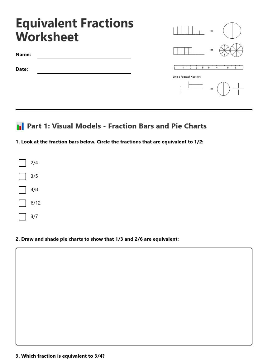 Equivalent Fractions Worksheet worksheet preview