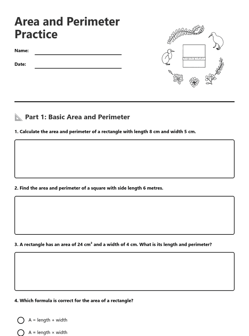 Area and Perimeter Practice