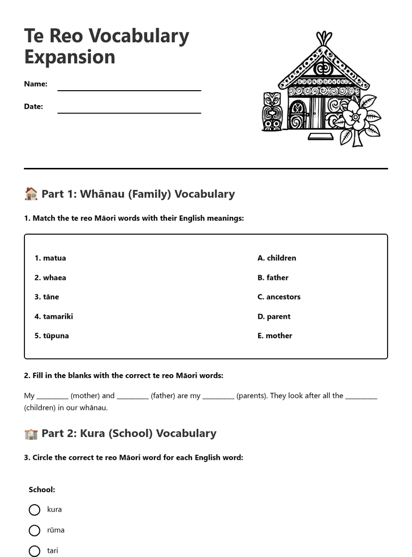 Te Reo Vocabulary Expansion