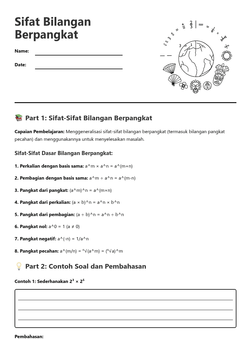 Sifat Bilangan Berpangkat worksheet preview