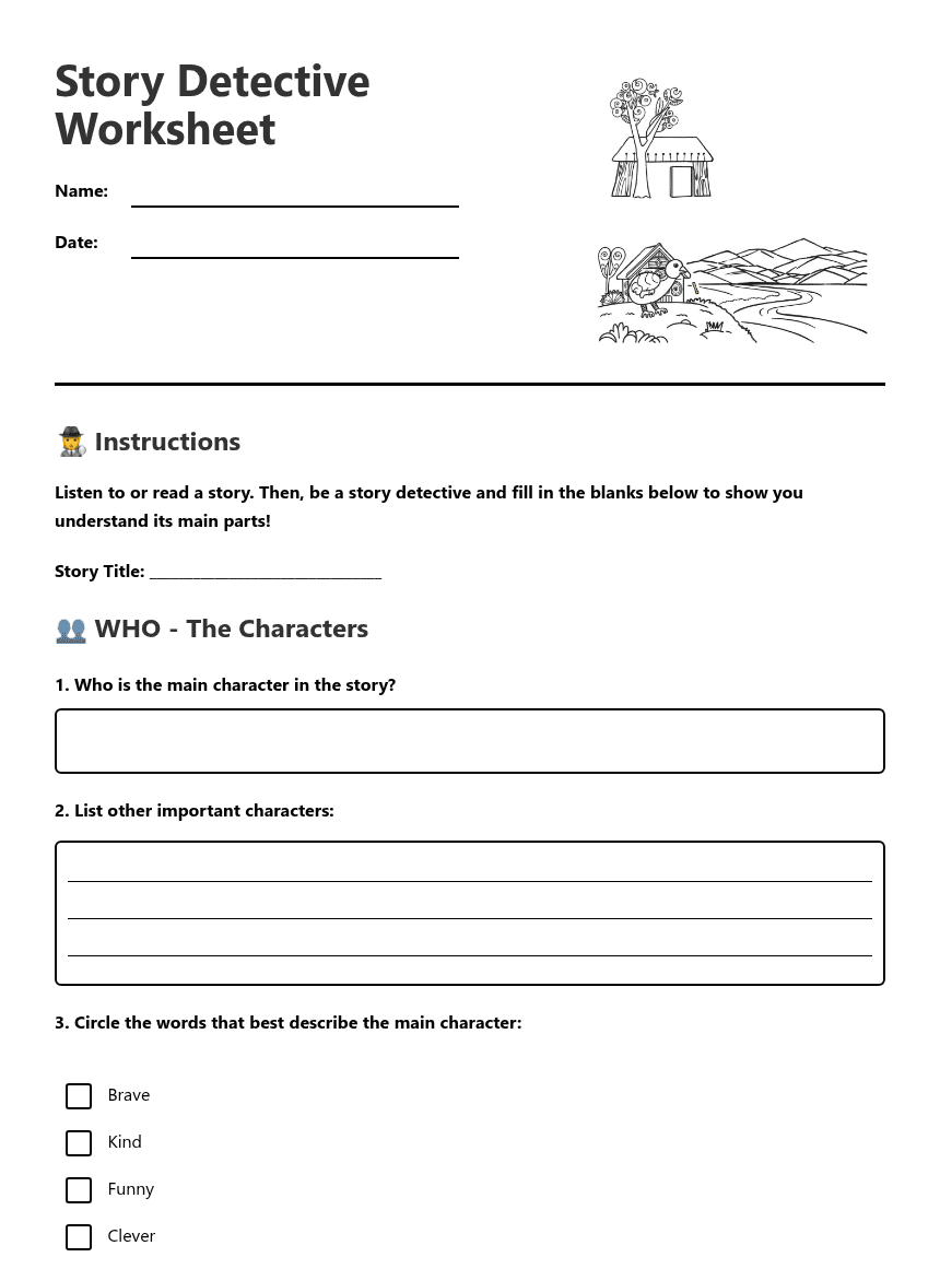 Story Detective Worksheet worksheet preview