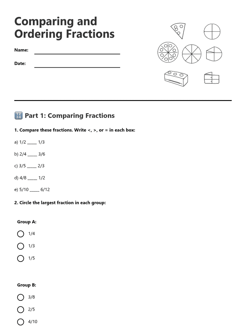 Comparing and Ordering Fractions