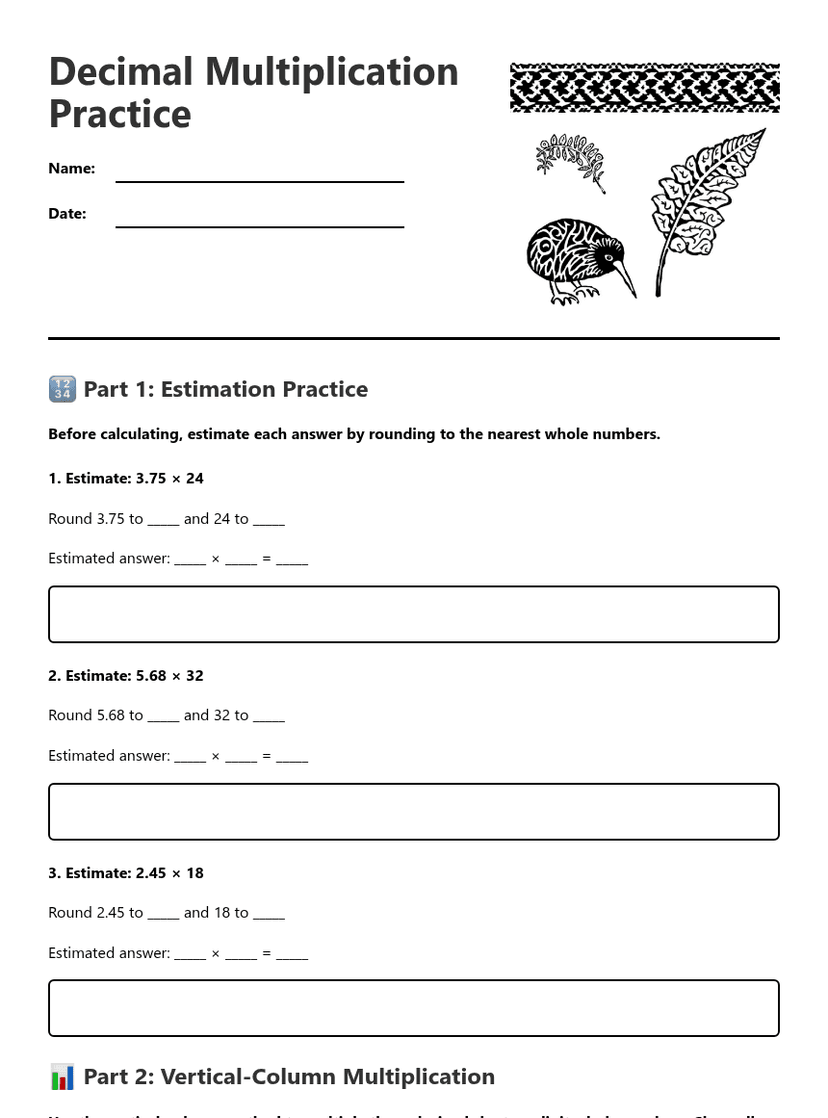Decimal Multiplication Practice