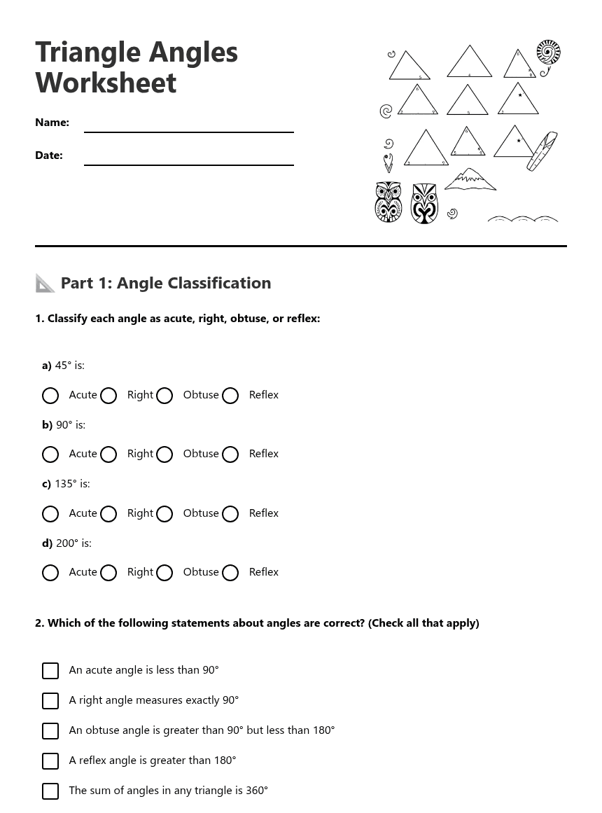Triangle Angles Worksheet worksheet preview