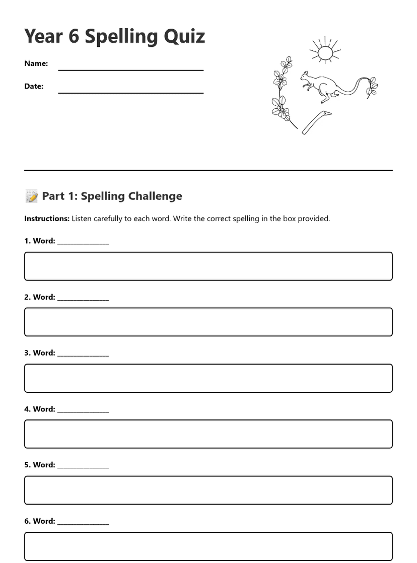 Year 6 Spelling Quiz