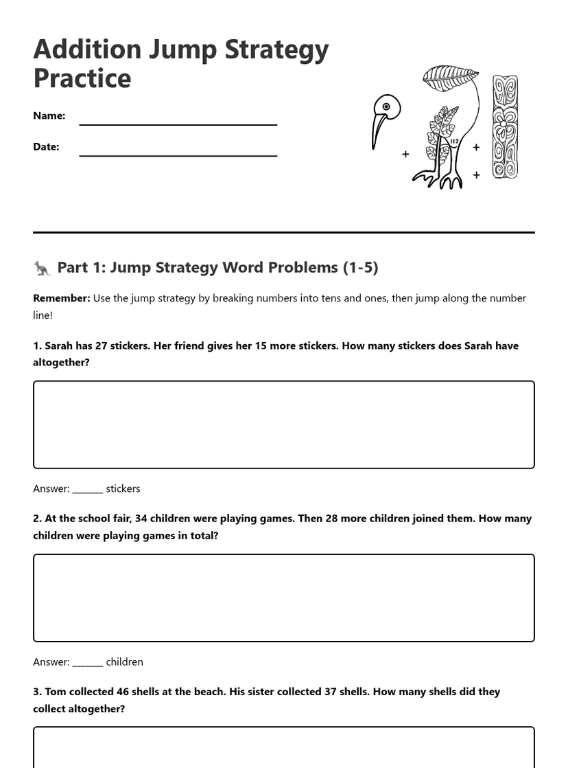 Addition Jump Strategy Practice