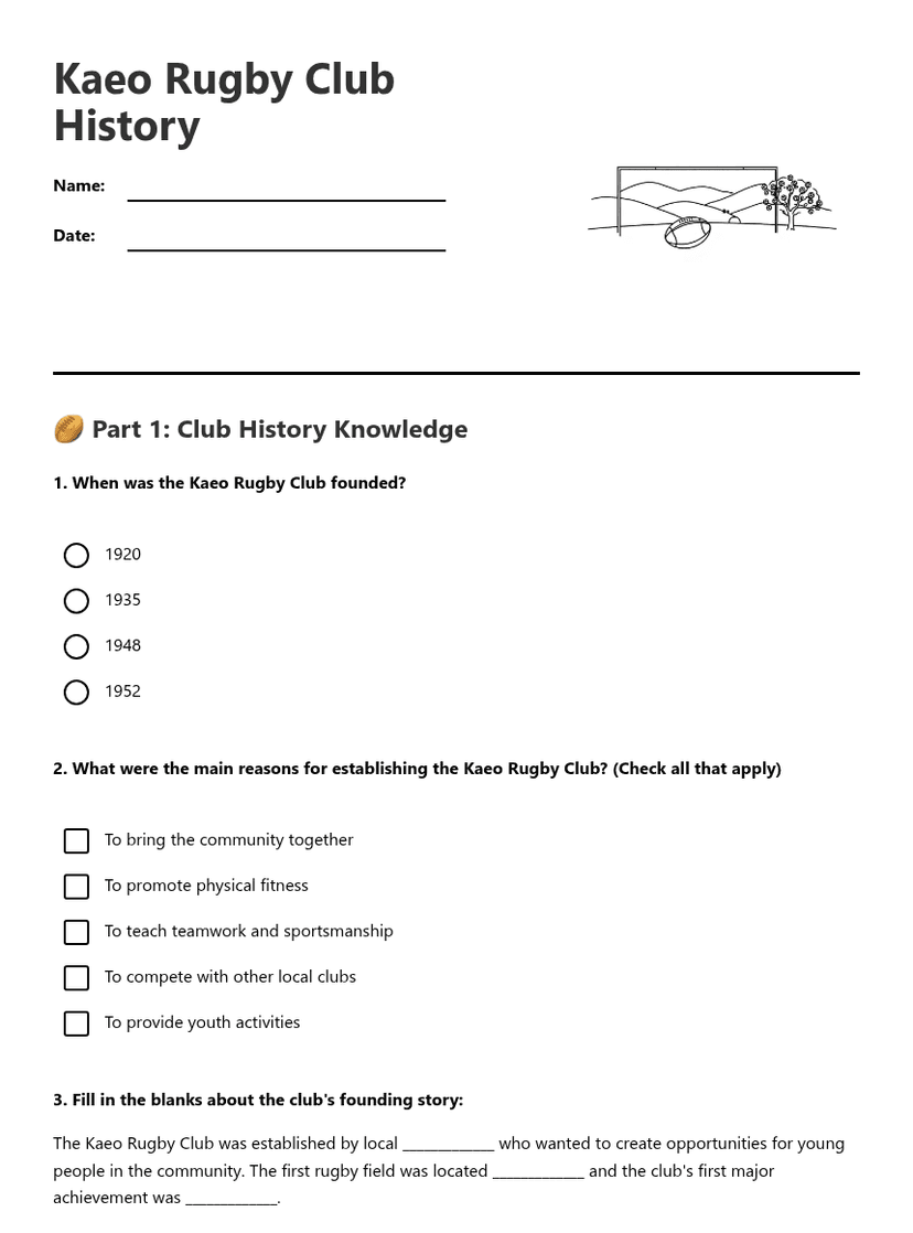 Kaeo Rugby Club History