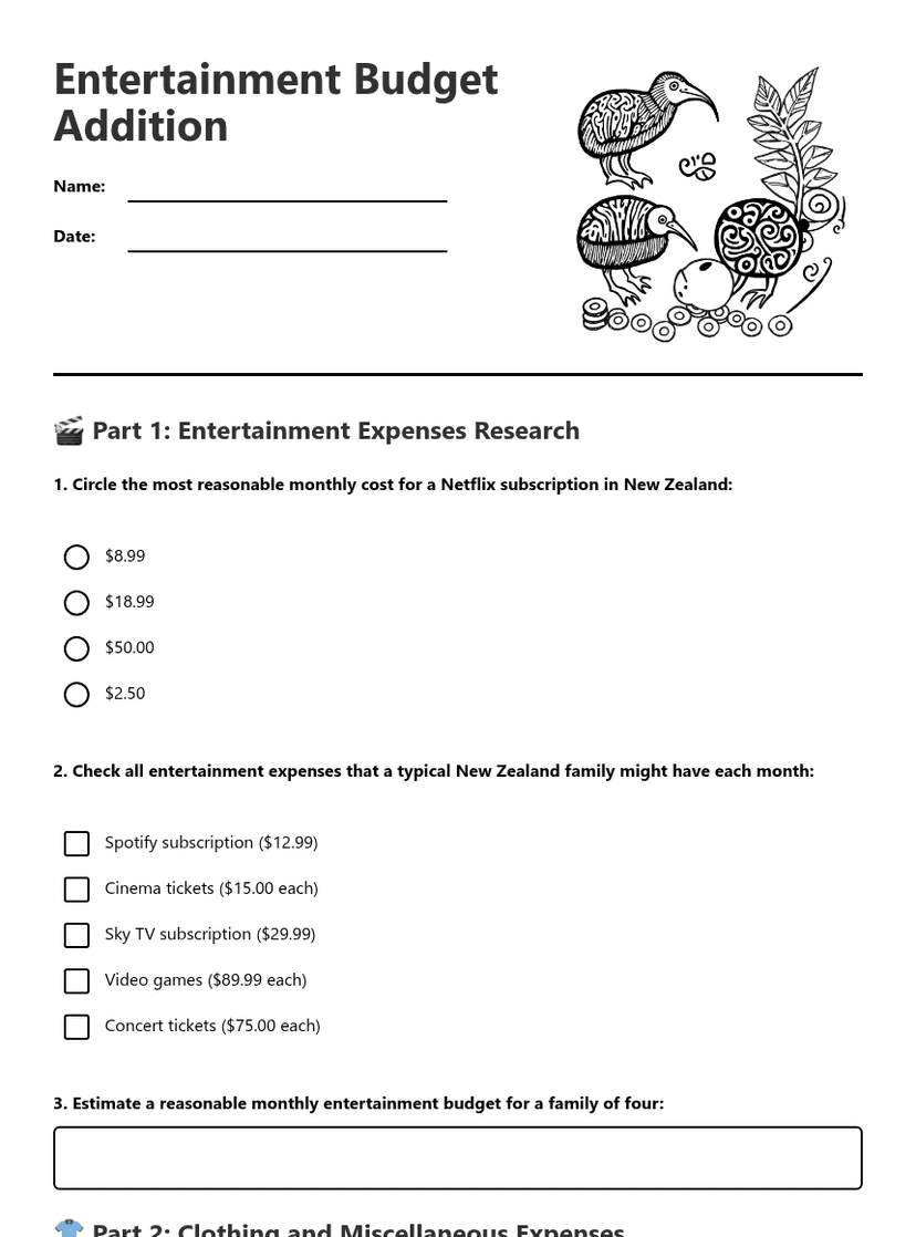 Entertainment Budget Addition