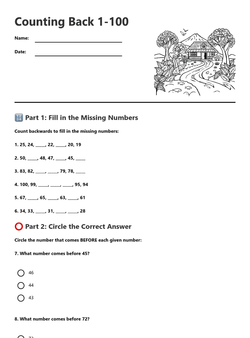 Counting Back 1-100