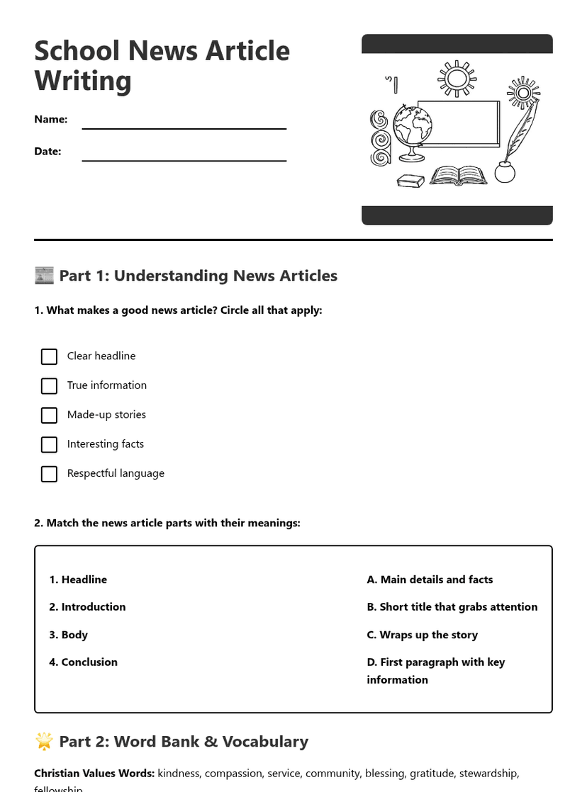 School News Article Writing