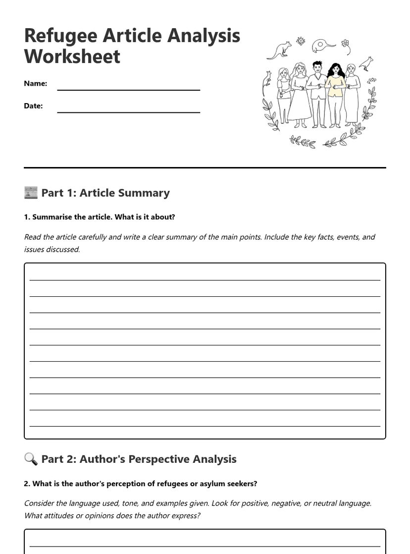 Refugee Article Analysis Worksheet