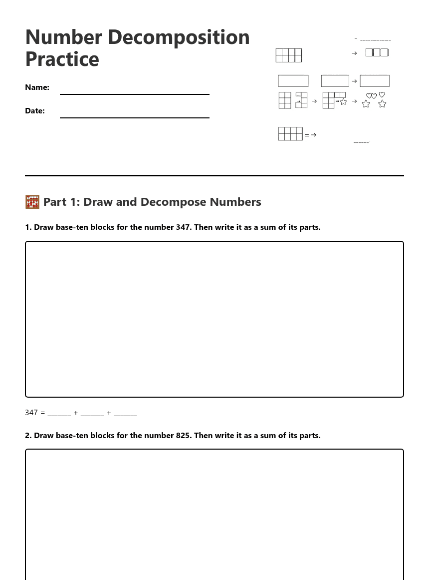 Number Decomposition Practice worksheet preview