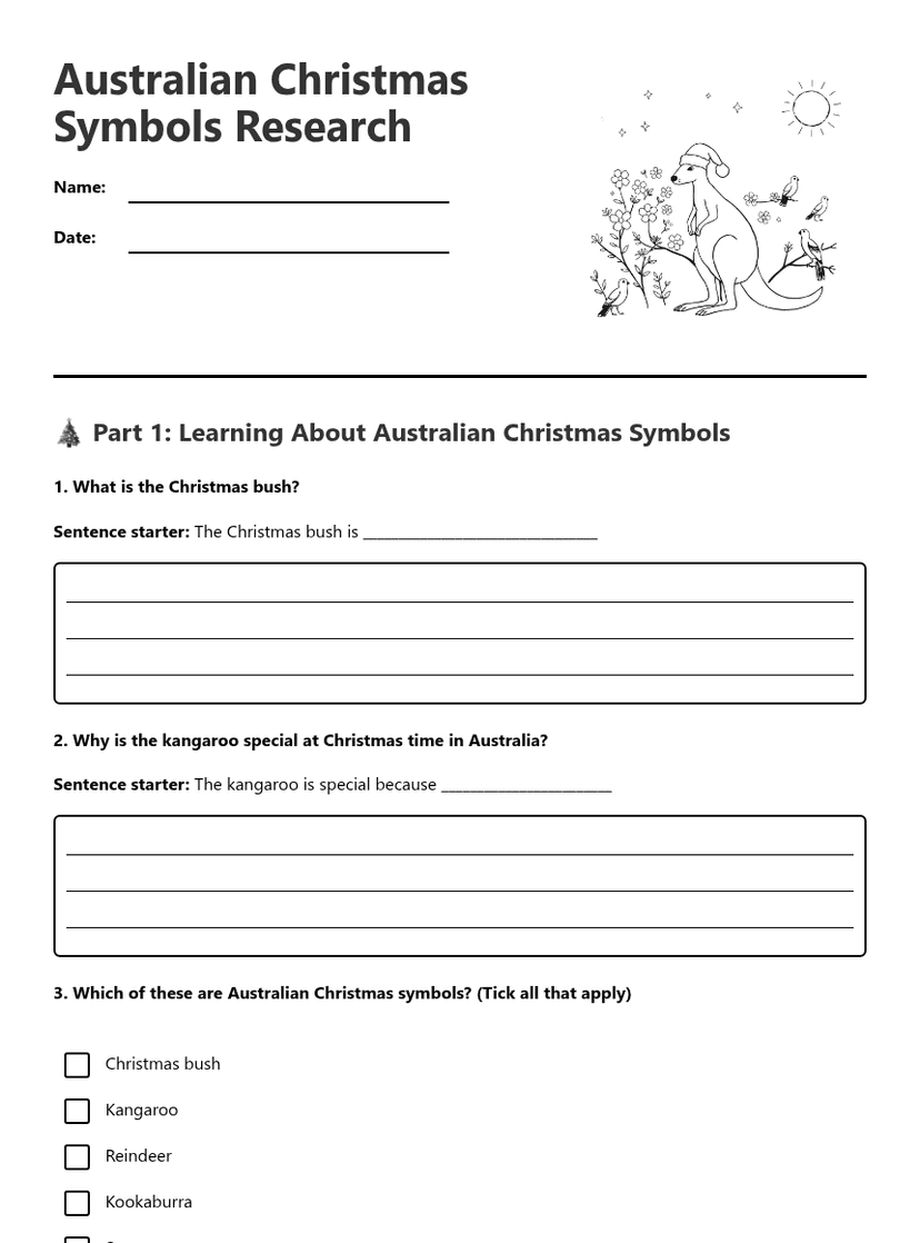 Australian Christmas Symbols Research