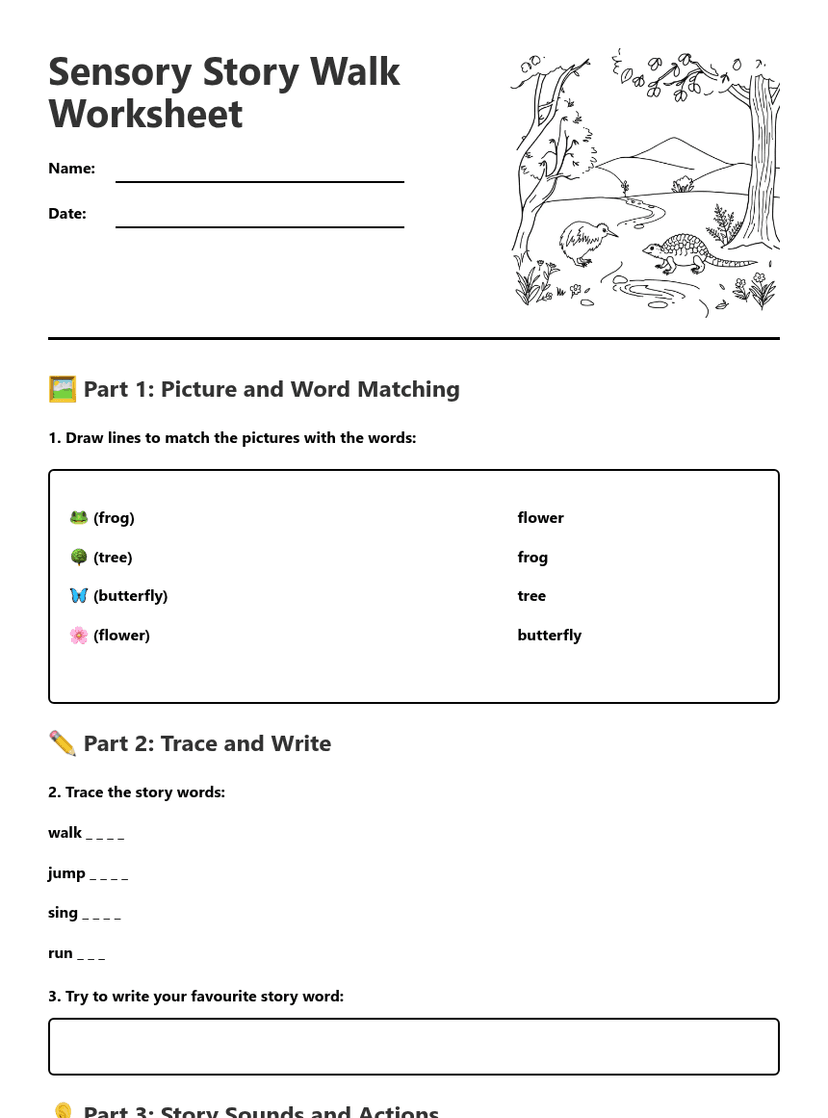 Sensory Story Walk Worksheet