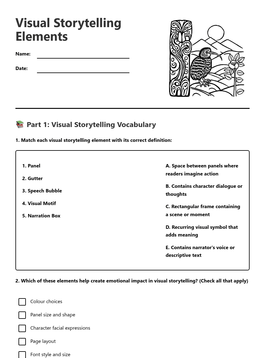Visual Storytelling Elements worksheet preview