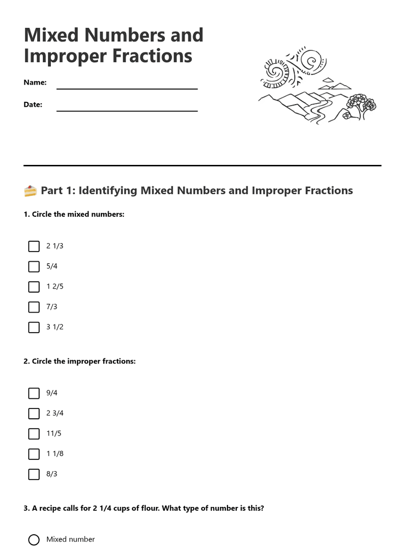 Mixed Numbers and Improper Fractions