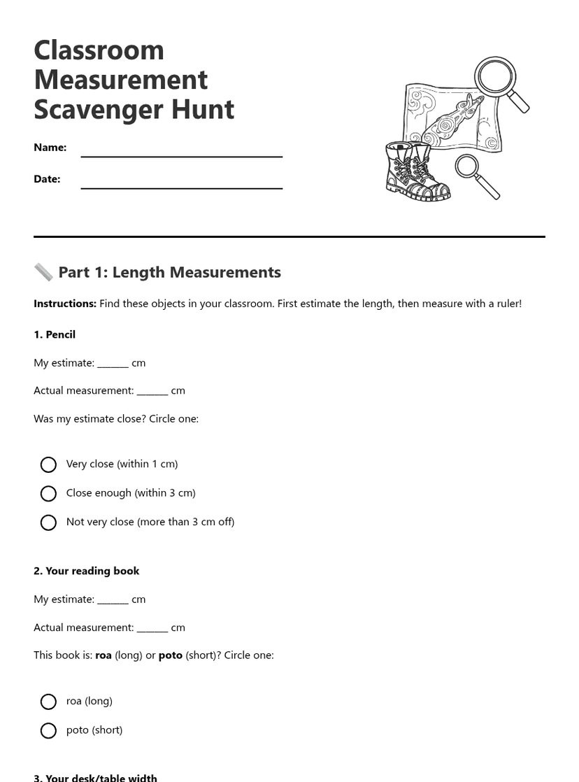 Classroom Measurement Scavenger Hunt