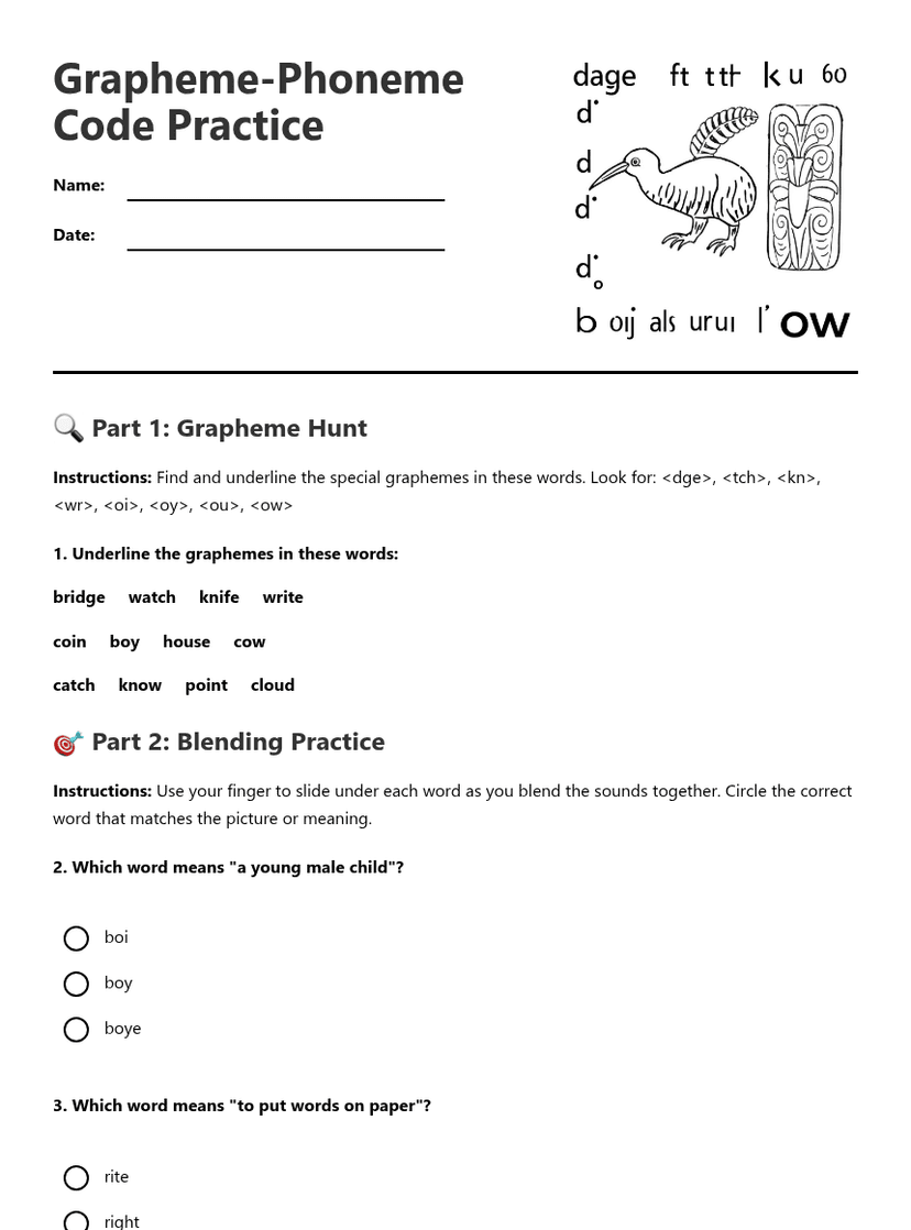 Grapheme-Phoneme Code Practice