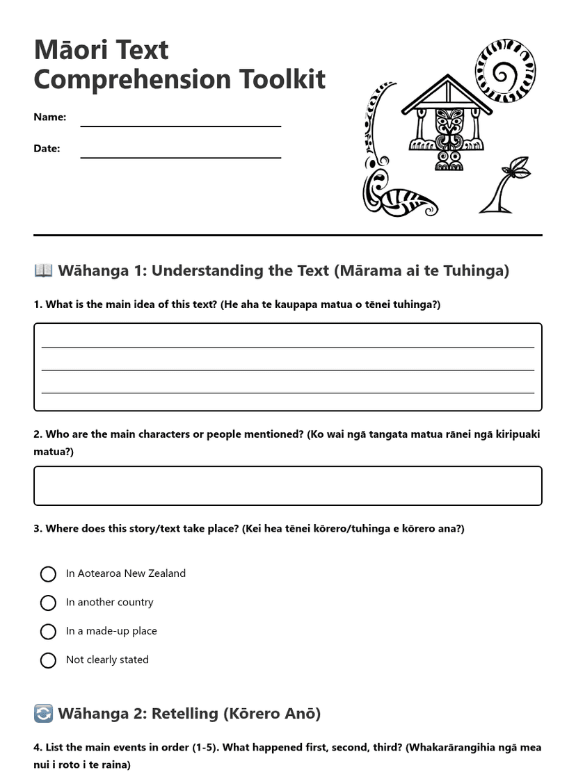 Māori Text Comprehension Toolkit