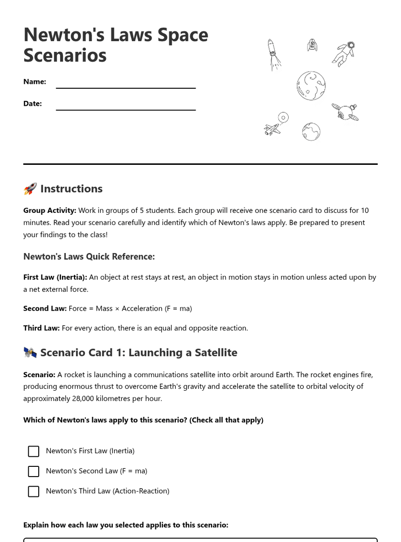 Newton's Laws Space Scenarios
