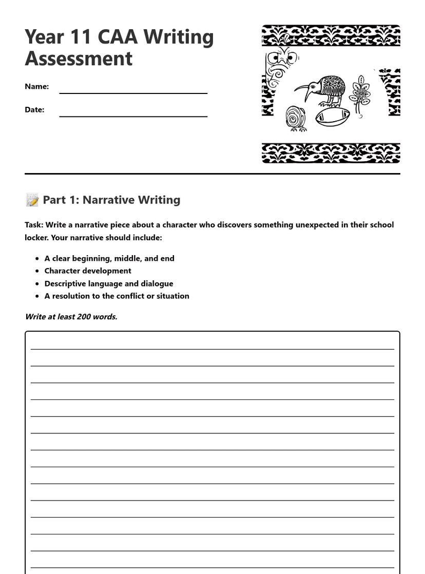 Year 11 CAA Writing Assessment