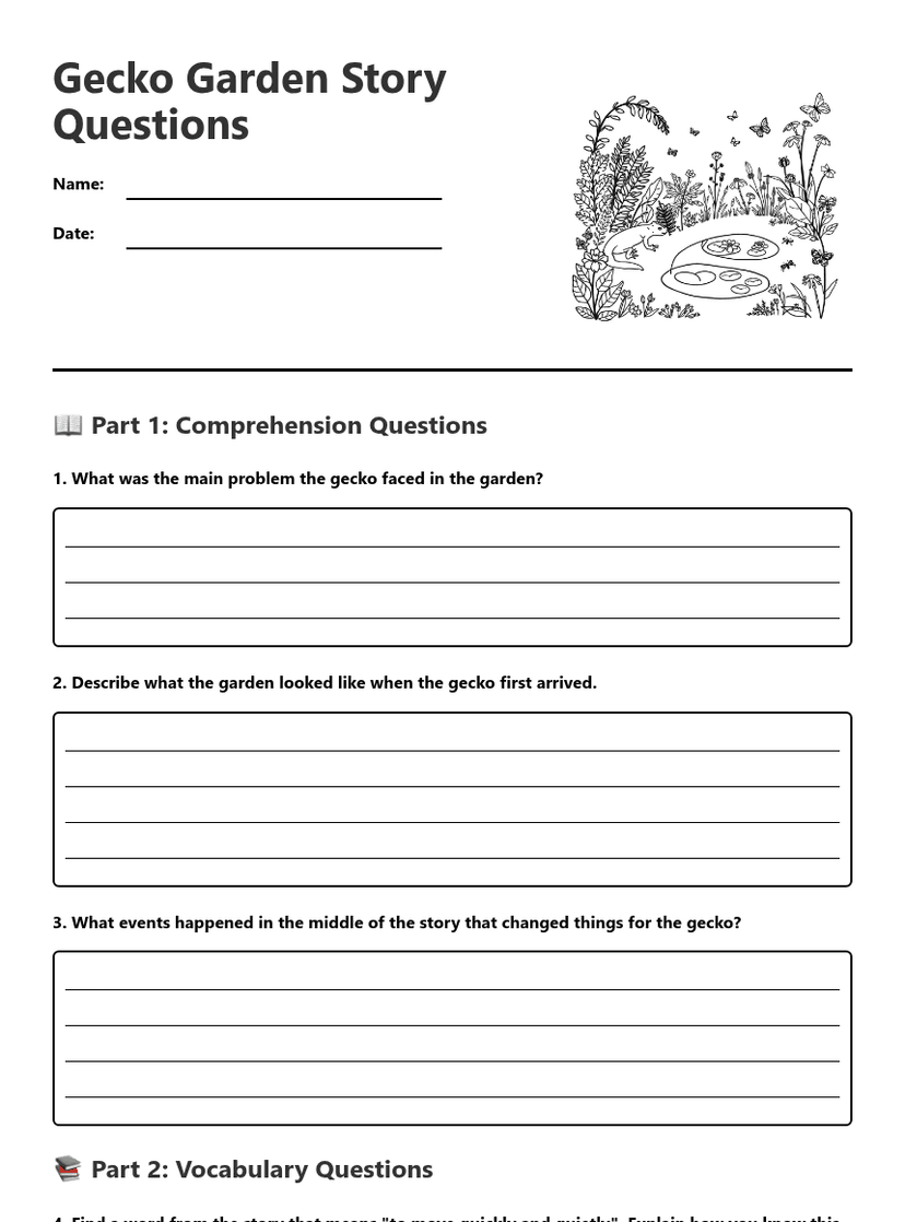 Gecko Garden Story Questions