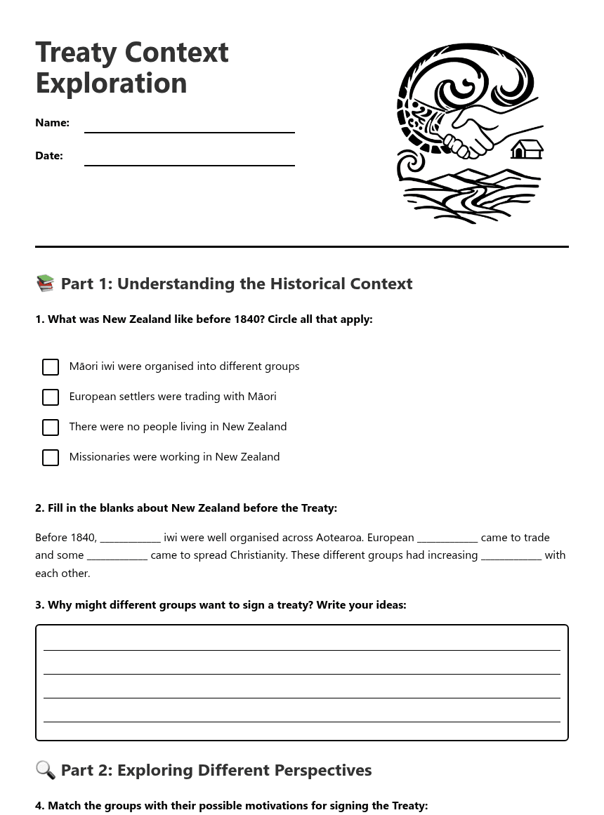 Treaty Context Exploration worksheet preview