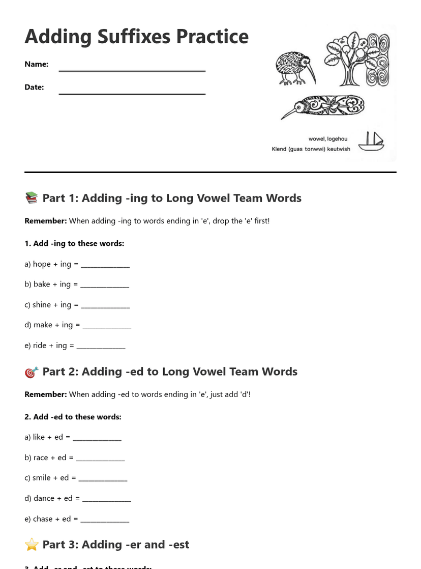 Adding Suffixes Practice