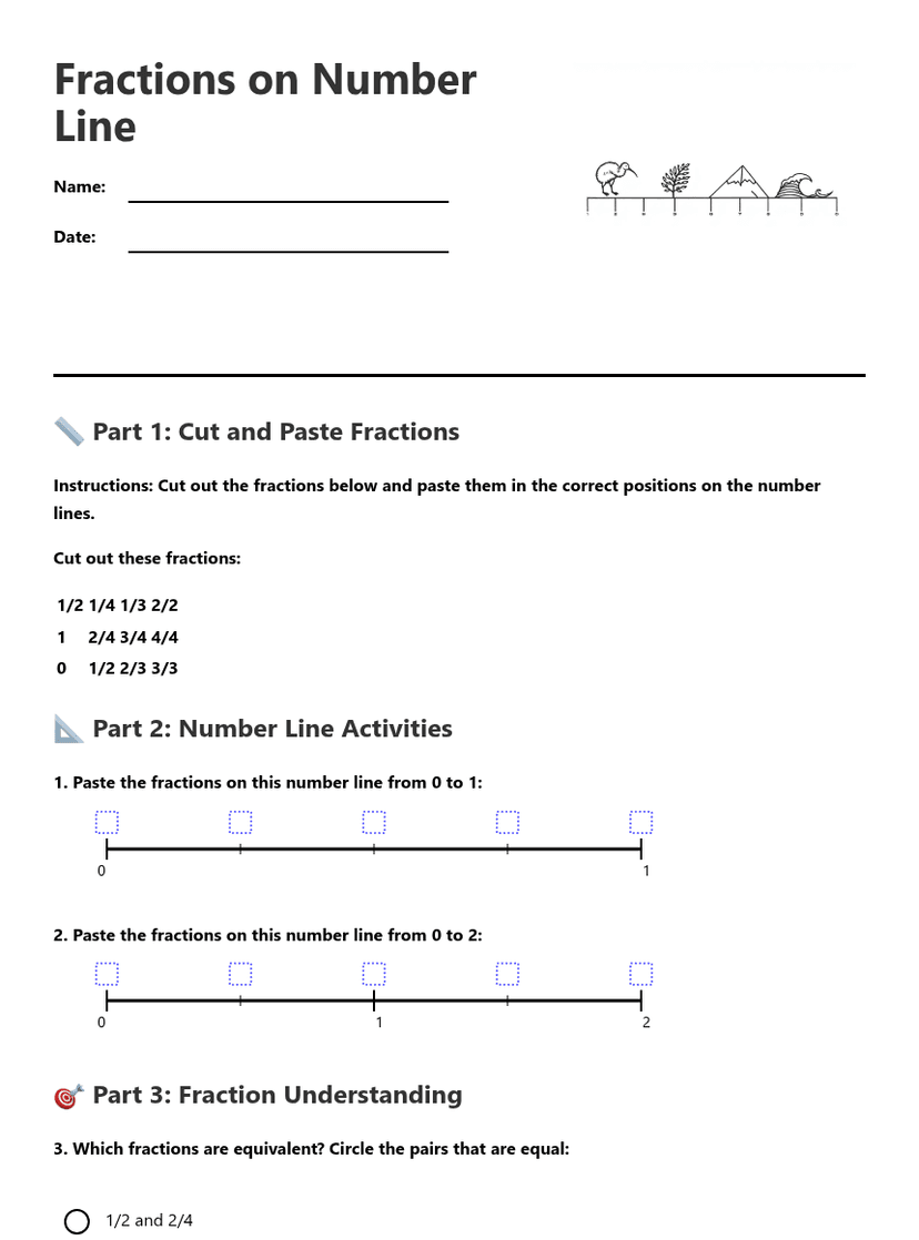 Fractions on Number Line