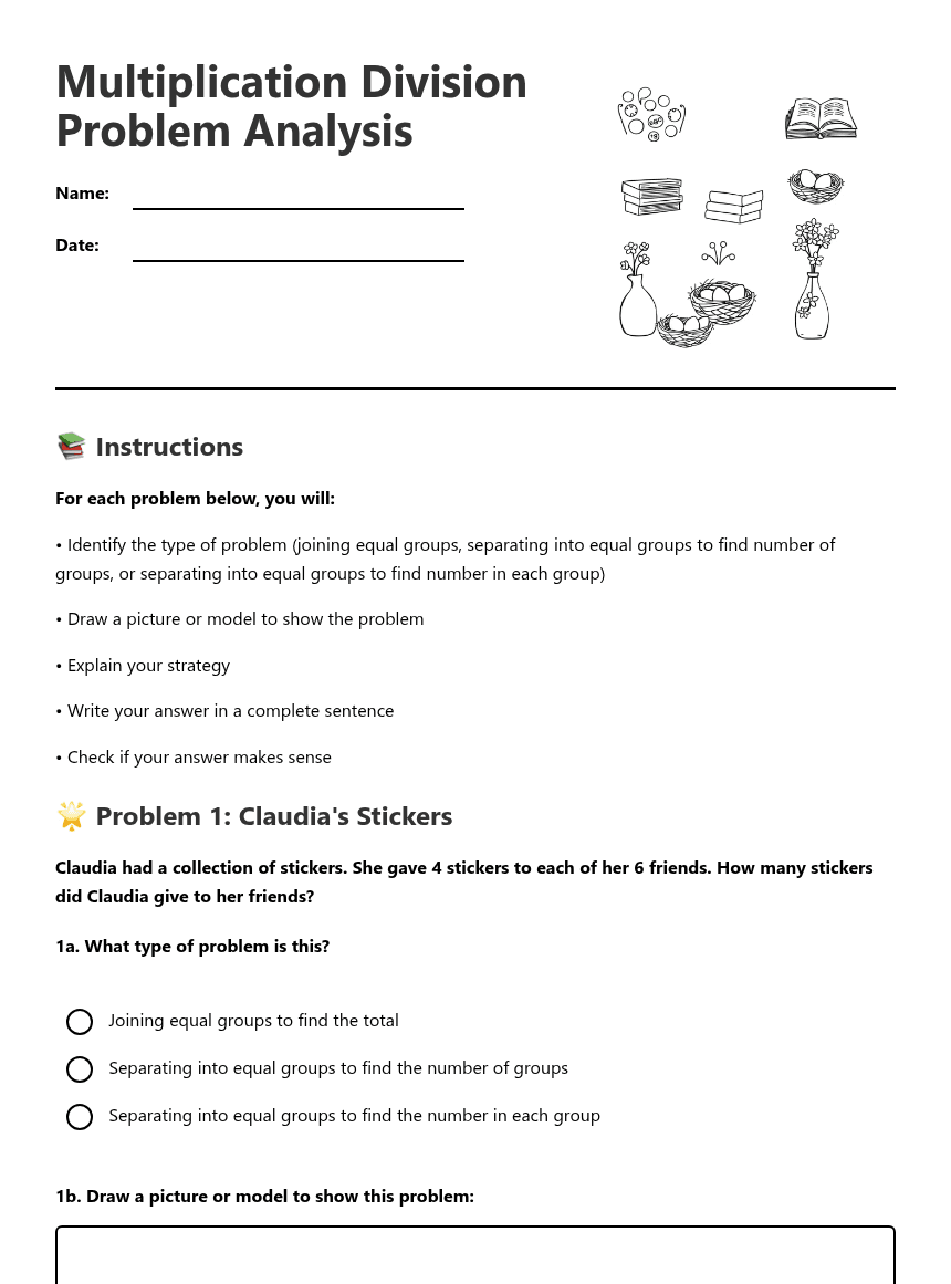 Multiplication Division Problem Analysis worksheet preview