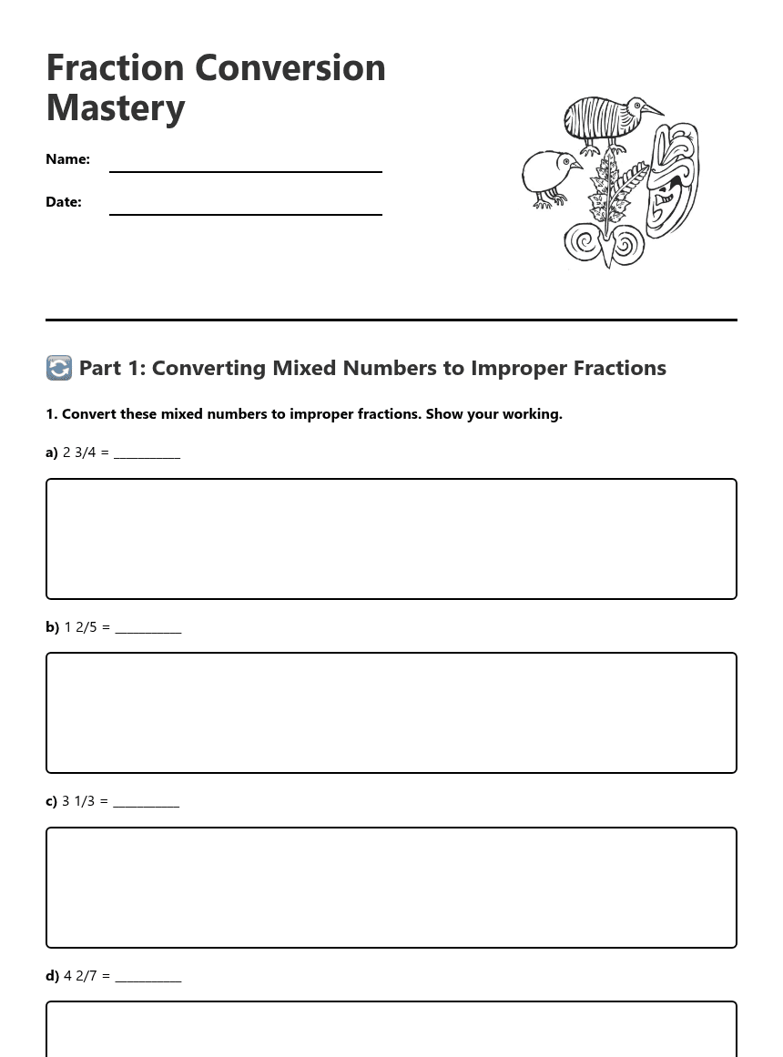Fraction Conversion Mastery worksheet preview