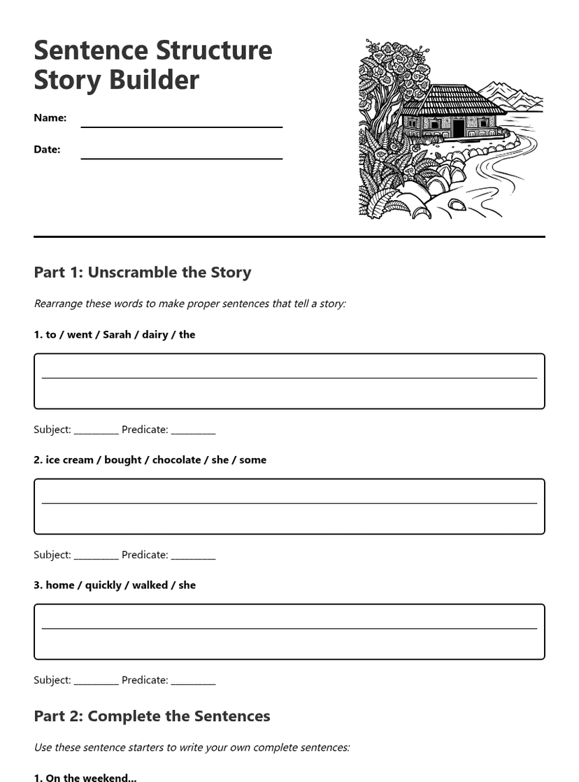 Sentence Structure Story Builder