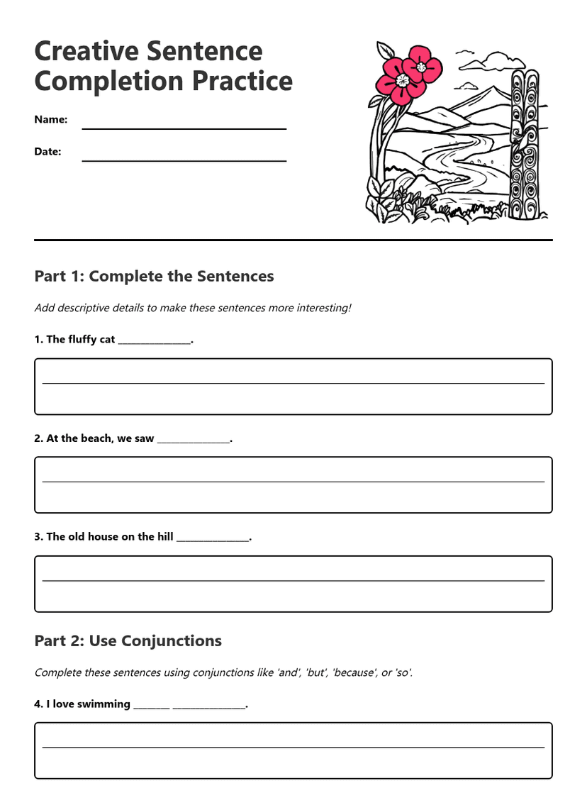 Creative Sentence Completion Practice