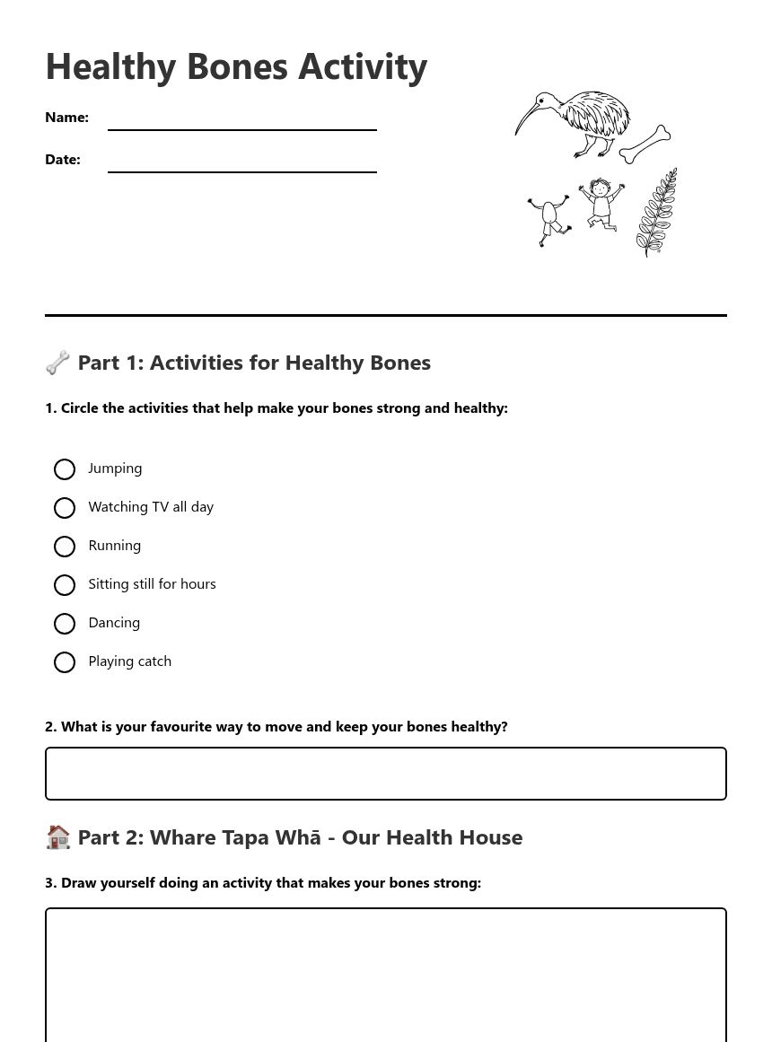 Healthy Bones Activity worksheet preview