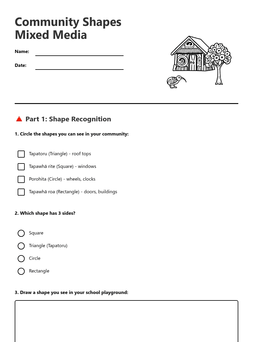 Community Shapes Mixed Media worksheet preview