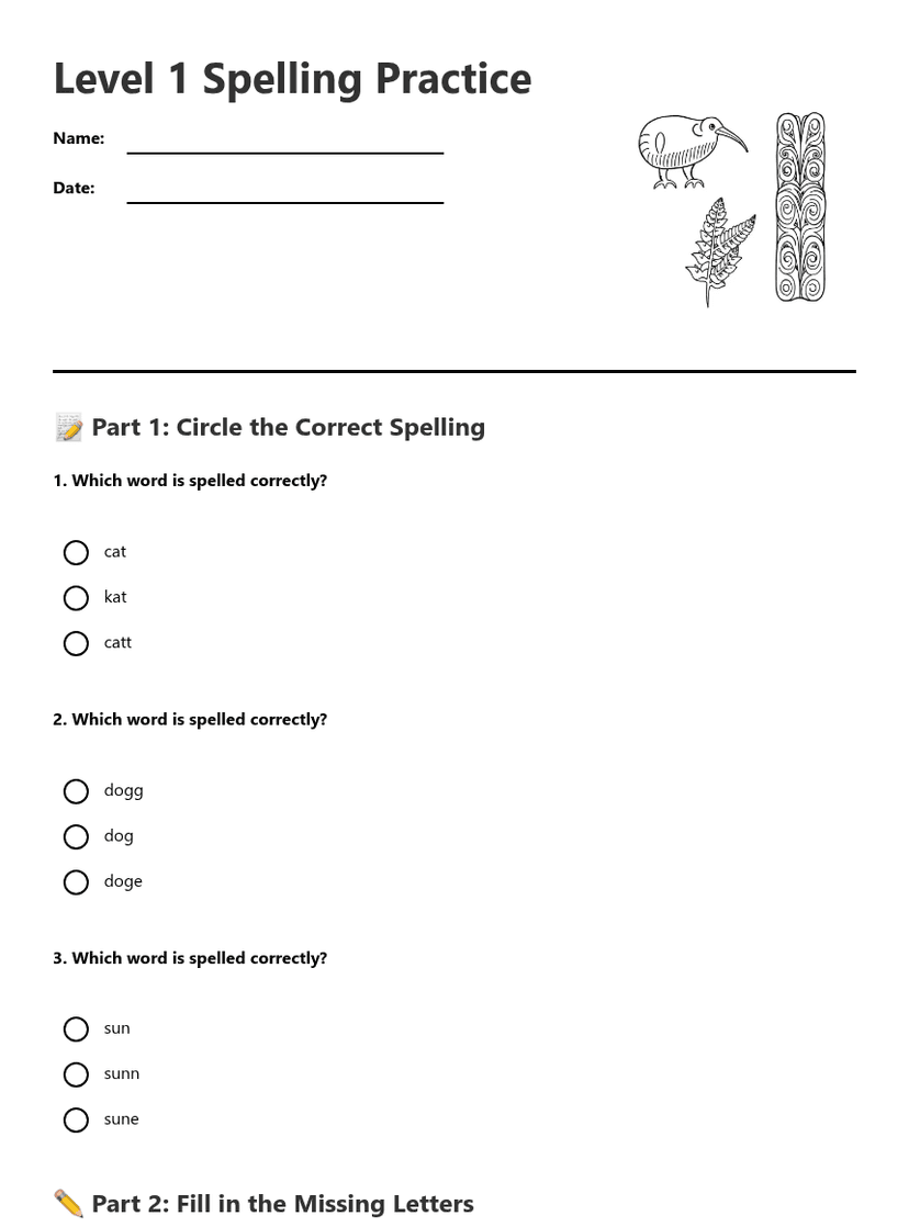 Level 1 Spelling Practice