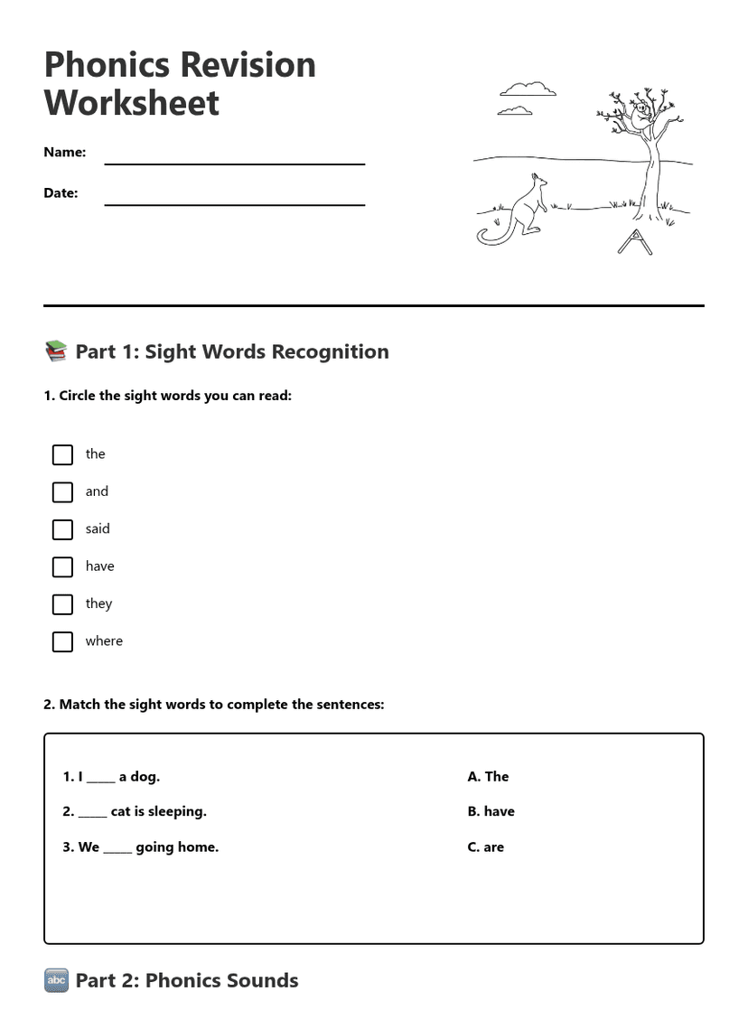 Phonics Revision Worksheet