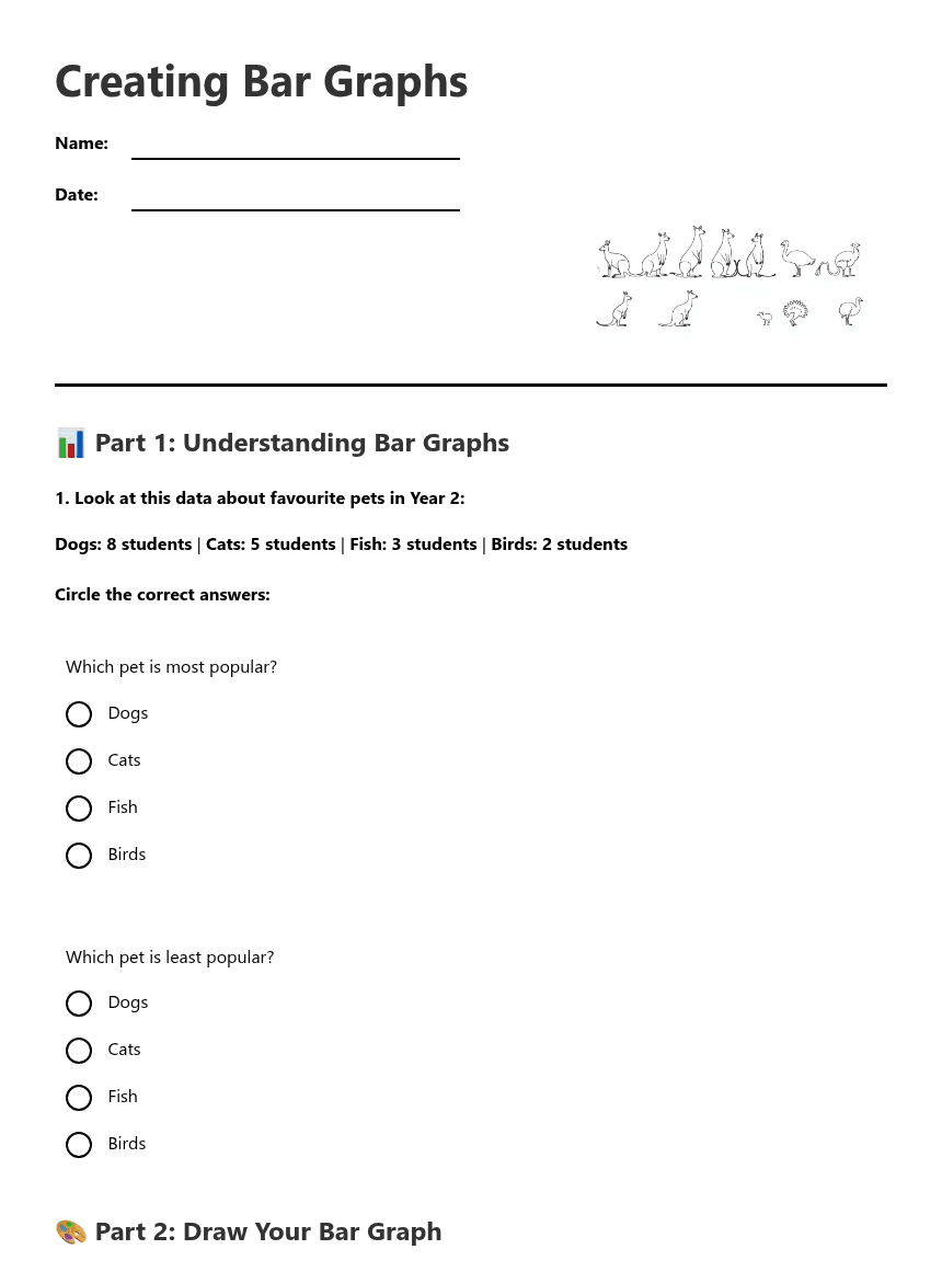 Creating Bar Graphs worksheet preview