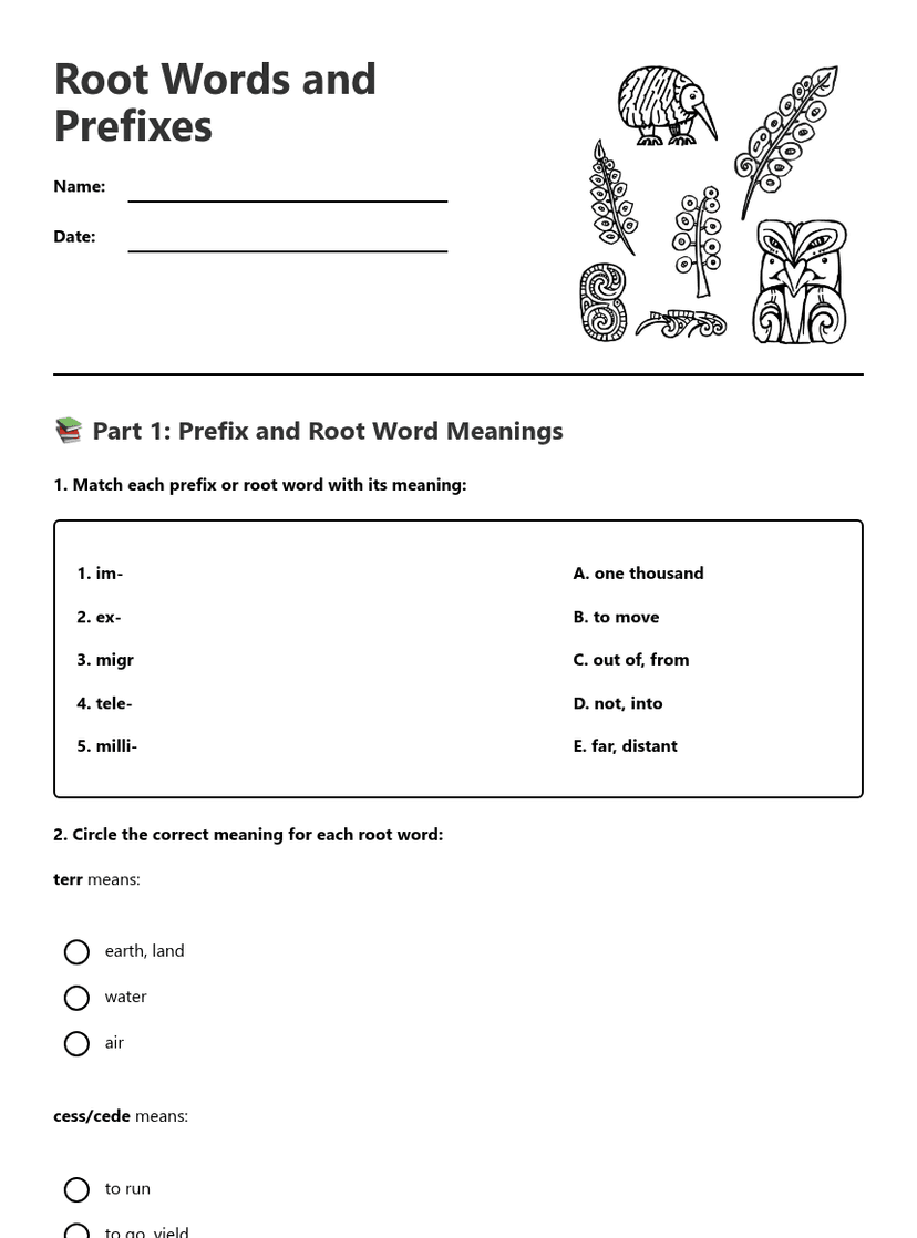 Root Words and Prefixes